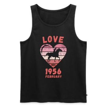 Love Horse Riding Birthday Février 1956 - Débardeur bio Premium Homme - noir - Devant - AI Model Male 178 light (178cm)