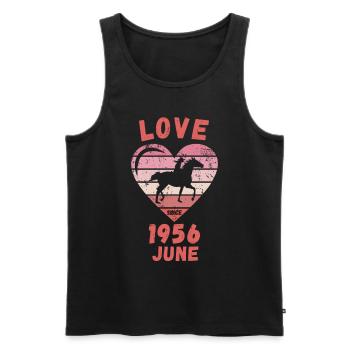 Amour équitation anniversaire Juin 1956 - Débardeur bio Premium Homme - noir - Devant - AI Model Male 178 light (178cm)