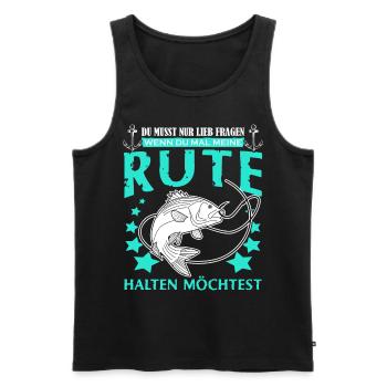 Angeln Witz Angelrute Fischer Angler - Männer Premium Bio Tank Top - Schwarz - Vorne - AI Model Male 178 light (178cm)