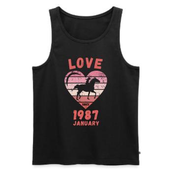 Love Horse Riding Birthday January 1987 - Men's Premium Organic Tank Top - black - Front - Michal (187cm)