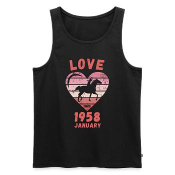 Love Pferde Reiten Geburtstag Januar 1958 - Männer Premium Bio Tank Top - Schwarz - Vorne - Michal (187cm)