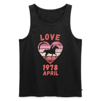 Amour équitation anniversaire avril 1978 - Débardeur bio Premium Homme - noir - Devant - Michal (187cm)