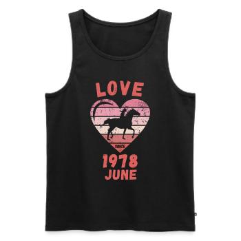 Amour équitation anniversaire Juin 1978 - Débardeur bio Premium Homme - noir - Devant - Michal (187cm)