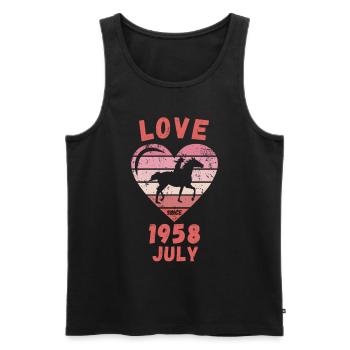Love Pferde Reiten Geburtstag Juli 1958 - Männer Premium Bio Tank Top - Schwarz - Vorne - Michal (187cm)