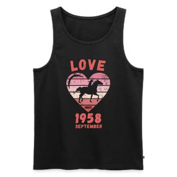 Love Pferde Reiten Geburtstag September 1958 - Männer Premium Bio Tank Top - Schwarz - Vorne - Michal (187cm)