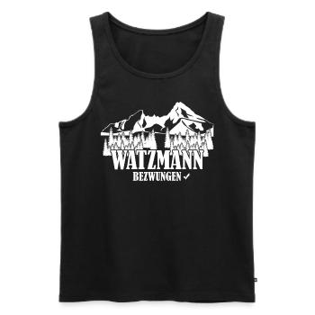 Watzmann Bergsteiger Watzmannmassiv - Männer Premium Bio Tank Top - Schwarz - Vorne - Michal (187cm)