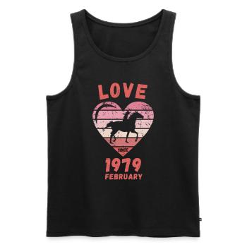 Love Horse Riding Birthday Février 1979 - Débardeur bio Premium Homme - noir - Devant - Michal (187cm)