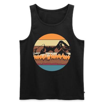 Watzmann Hiking Retro Watzmann Massif - Men's Premium Organic Tank Top - black - Front - AI Model Male 178 light (178cm)
