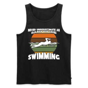 Schwimmer alter Mann Schwimmtrainer - Männer Premium Bio Tank Top - Schwarz - Vorne - AI Model Male 178 light (178cm)