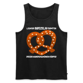 Brezeln Witz Bretzel - Männer Premium Bio Tank Top - Schwarz - Vorne - Michal (187cm)