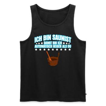 Sauna Saunisten Heißer Saunist Saunieren - Männer Premium Bio Tank Top - Schwarz - Vorne - AI Model Male 178 light (178cm)
