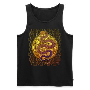 Shipibo Conibo Muster Ayahuaska Schlange - Männer Premium Bio Tank Top - Schwarz - Vorne - AI Model Male 178 light (178cm)