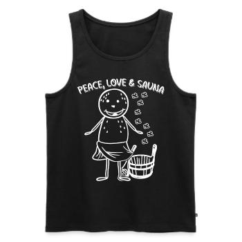 Saunieren Sauna - Débardeur bio Premium Homme - noir - Devant - AI Model Male 178 light (178cm)
