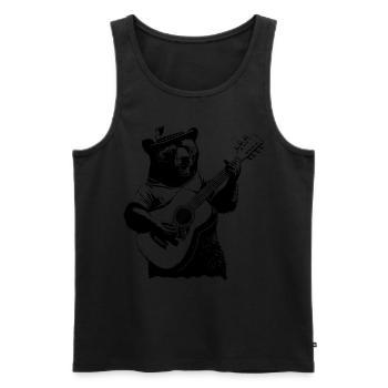Lustiger Bär spielt Gitarre und singt - Männer Premium Bio Tank Top - Schwarz - Vorne - AI Model Male 178 light (178cm)
