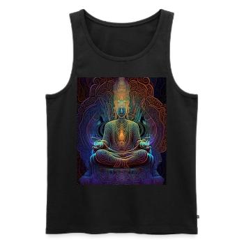 Colorful Psychedelic Buddha Meditation - Men's Premium Organic Tank Top - black - Front - AI Model Male 178 light (178cm)