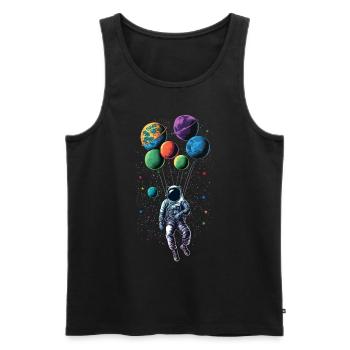 Astronaute volant dans l’espace sur des ballons - Débardeur bio Premium Homme - noir - Devant - AI Model Male 178 light (178cm)