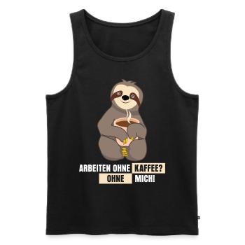 Kaffee Büro arbeiten Faultier - Männer Premium Bio Tank Top - Schwarz - Vorne - Michal (187cm)