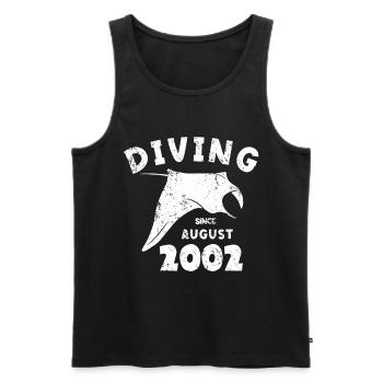 Taucher Geburtstag - Diving since August 2002 - Männer Premium Bio Tank Top - Schwarz - Vorne - Michal (187cm)