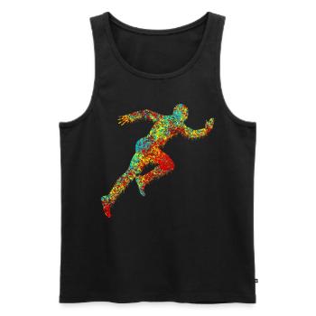 Coureur Course colorée - Débardeur bio Premium Homme - noir - Devant - Michal (187cm)