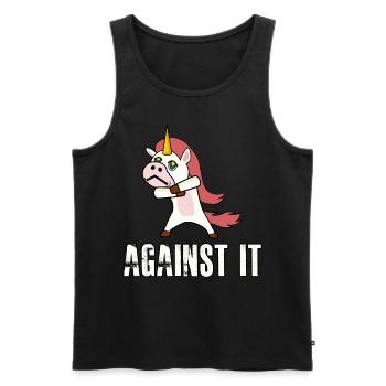 Against protest unicorn rejection nö - Men's Premium Organic Tank Top - black - Front - AI Model Male 178 light (178cm)