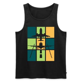 Planespotter Pilot retro Planespotting - Männer Premium Bio Tank Top - Schwarz - Vorne - AI Model Male 178 light (178cm)