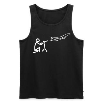 Planespotter Strichmännchen Flugzeug - Männer Premium Bio Tank Top - Schwarz - Vorne - AI Model Male 178 light (178cm)