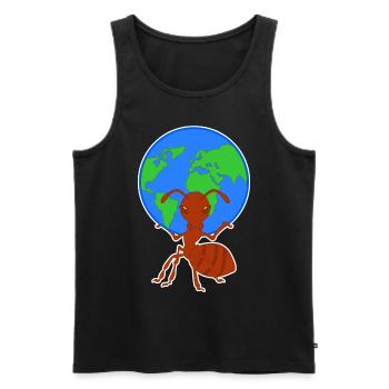 La fourmi porte des fourmis globe terrestre - Débardeur bio Premium Homme - noir - Devant - Michal (187cm)