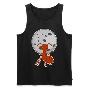 Ameise trägt Mond Ameisen - Männer Premium Bio Tank Top - Schwarz - Vorne - Michal (187cm)