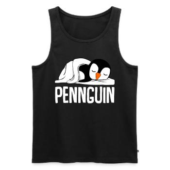 Müder Pinguin schläft im Bett - Männer Premium Bio Tank Top - Schwarz - Vorne - Michal (187cm)