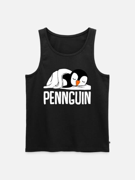 Tired penguin sleeps in bed - Men's Premium Organic Tank Top - black