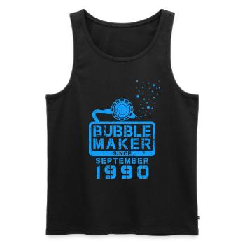 Plongeur Anniversaire Bubblemaker depuis septembre 1990 - Débardeur bio Premium Homme - noir - Devant - Michal (187cm)