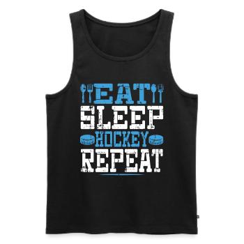 Eat Sleep Hockey Repeat funny retro vintage - Men's Premium Organic Tank Top - black - Front - Michal (187cm)