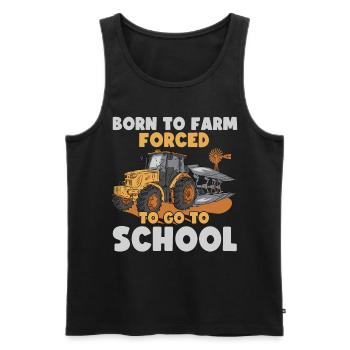 Born To Farm gezwungen, zur Schule zu gehen - Männer Premium Bio Tank Top - Schwarz - Vorne - AI Model Male 178 light (178cm)