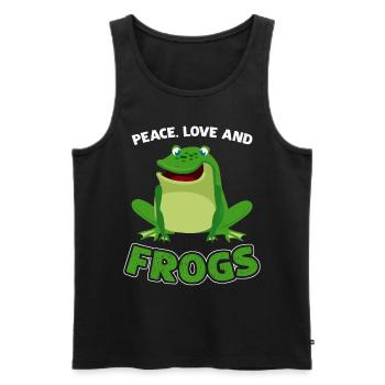 Peace Love et grenouilles - Débardeur bio Premium Homme - noir - Devant - Michal (187cm)