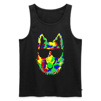 White Shepherd Dog with Sunglasses - Men's Premium Organic Tank Top - black - Front - AI Model Male 178 light (178cm)