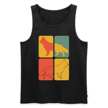 White Shepherd Retro Shepherd Dogs - Men's Premium Organic Tank Top - black - Front - AI Model Male 178 light (178cm)
