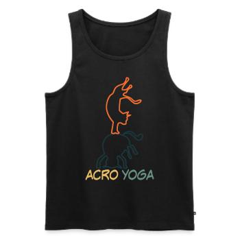 Acroyoga Acro Yoga mit Katze - Männer Premium Bio Tank Top - Schwarz - Vorne - AI Model Male 178 light (178cm)