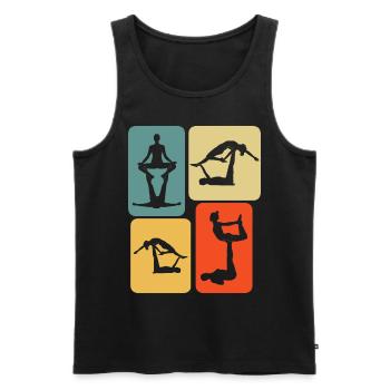 Acro Yoga Retro Acroyoga - Männer Premium Bio Tank Top - Schwarz - Vorne - AI Model Male 178 light (178cm)