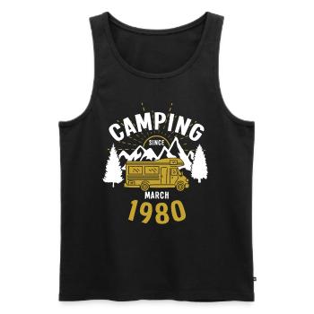 Anniversaire: Camping depuis mars 1980 Camping-car - Débardeur bio Premium Homme - noir - Devant - Michal (187cm)