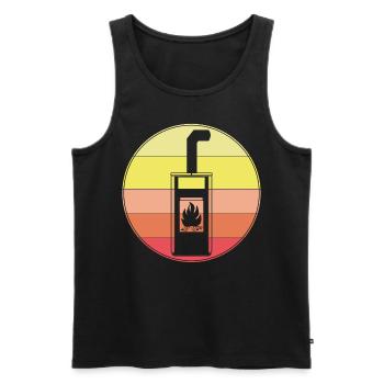 Fireplace Retro Stove Firewood Woodburning Stove - Men's Premium Organic Tank Top - black - Front - AI Model Male 178 light (178cm)