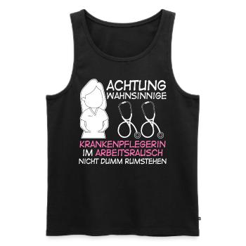 Wahnsinnige Krankenpflegerin - Männer Premium Bio Tank Top - Schwarz - Vorne - Michal (187cm)