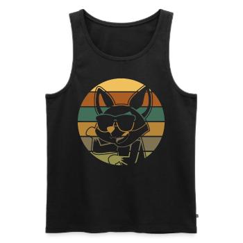 Fuchs mit Sonnenbrille retro Füchse - Männer Premium Bio Tank Top - Schwarz - Vorne - Michal (187cm)