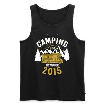 Anniversaire: Camping depuis novembre 2015 Camping-car - Débardeur bio Premium Homme - noir - Devant - Michal (187cm)