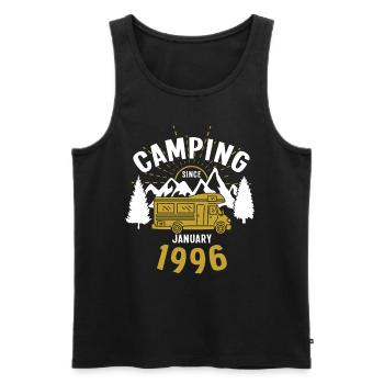 Birthday: Camping since January 1996 Motorhome - Men's Premium Organic Tank Top - black - Front - AI Model Male 178 light (178cm)