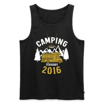 Anniversaire: Camping depuis février 2016 Camping-car - Débardeur bio Premium Homme - noir - Devant - AI Model Male 178 light (178cm)