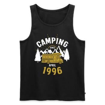 Birthday: Camping since April 1996 Motorhome - Men's Premium Organic Tank Top - black - Front - AI Model Male 178 light (178cm)
