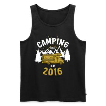 Anniversaire: Camping depuis mai 2016 Camping-car - Débardeur bio Premium Homme - noir - Devant - AI Model Male 178 light (178cm)