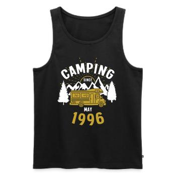Birthday: Camping since May 1996 Motorhome - Men's Premium Organic Tank Top - black - Front - AI Model Male 178 light (178cm)