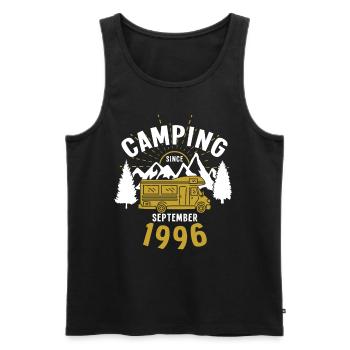 Birthday: Camping since September 1996 Motorhome - Men's Premium Organic Tank Top - black - Front - AI Model Male 178 light (178cm)