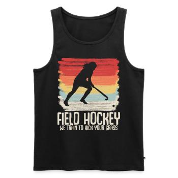 Joueur de hockey sur gazon - Débardeur bio Premium Homme - noir - Devant - Michal (187cm)